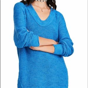 Free people ribbed oversized blue Sweater